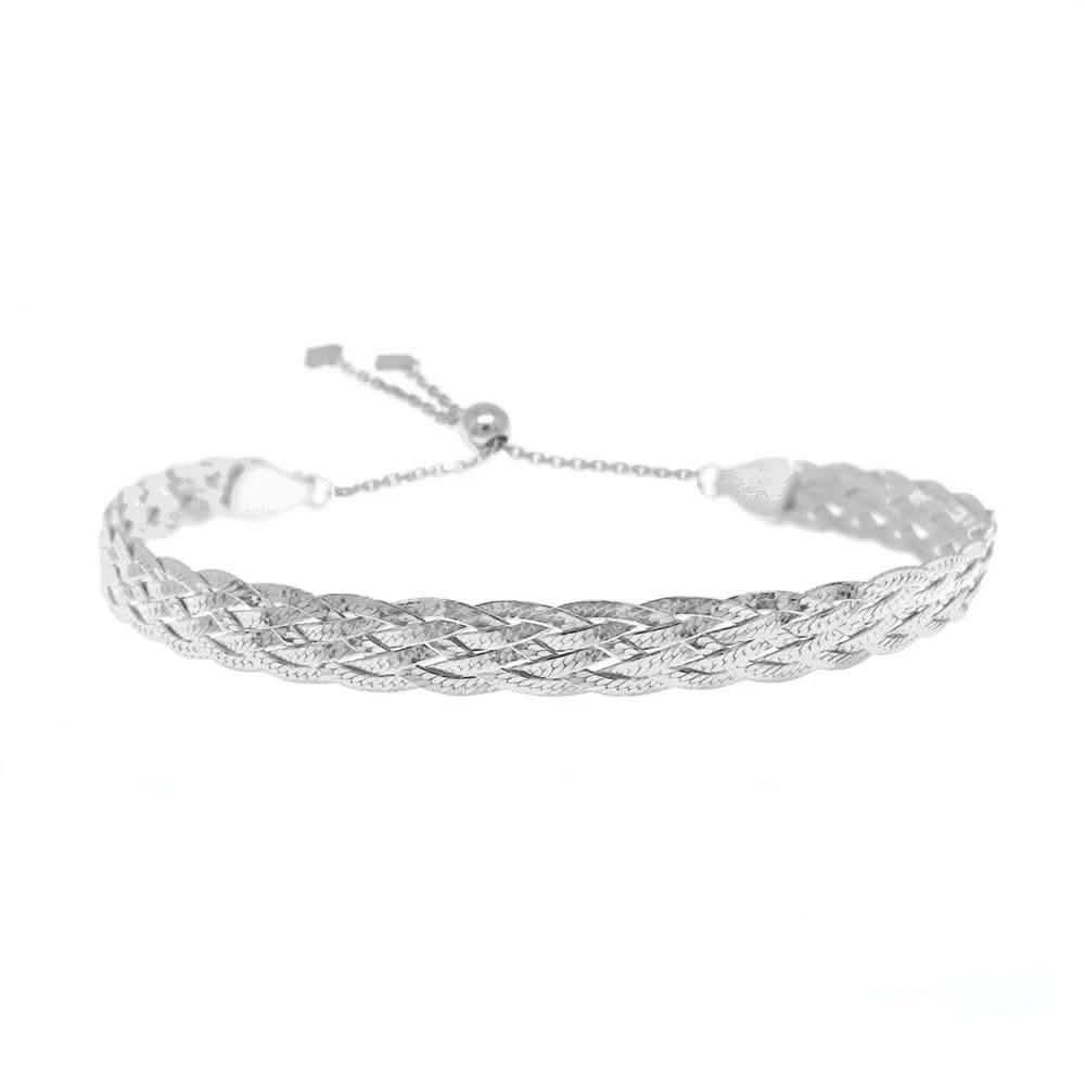 Italian Made Sterling Silver Braided Herringbone Bracelet by Verona DailySale