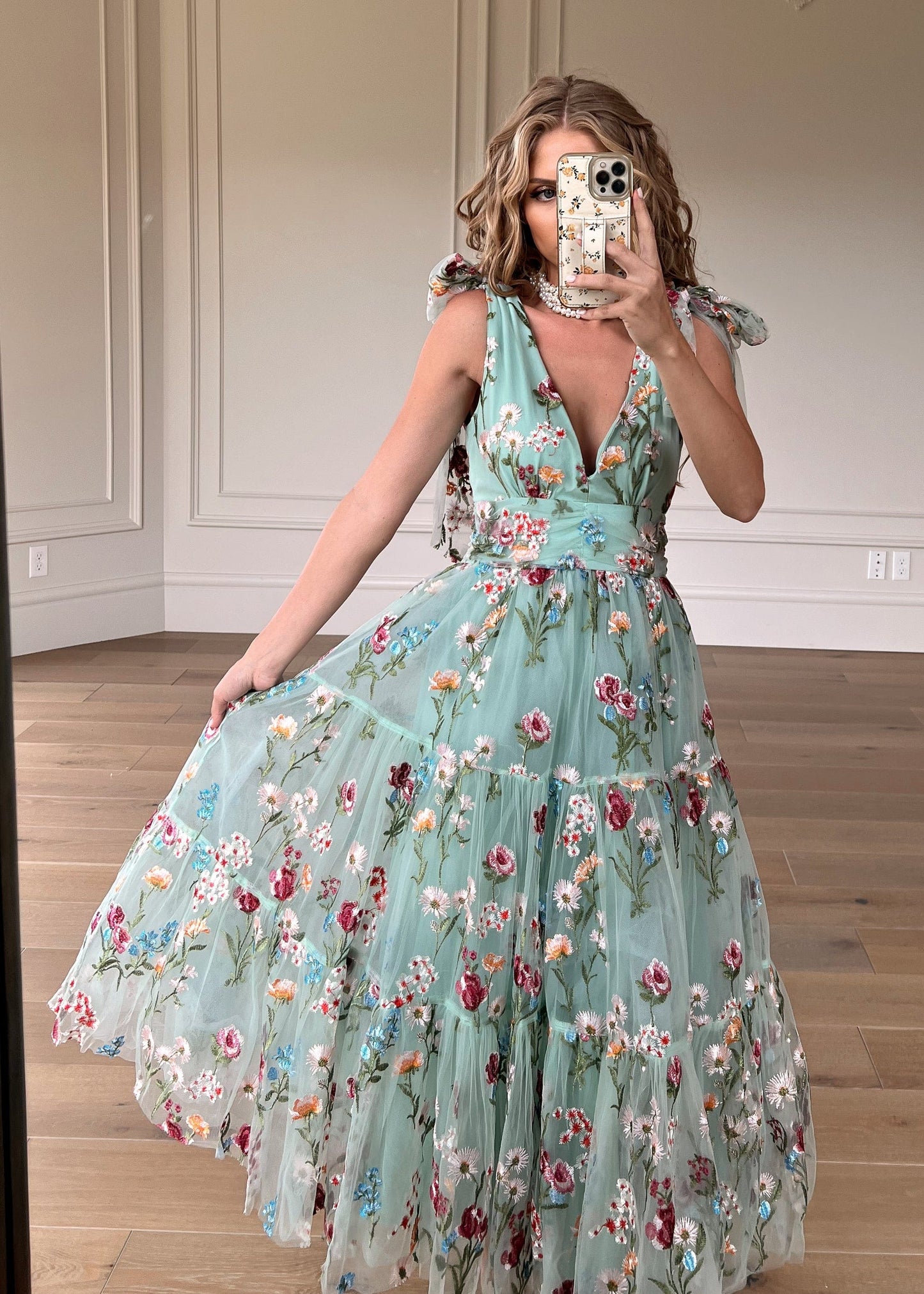 Margaret Floral Midi Dress Green JessaKae
