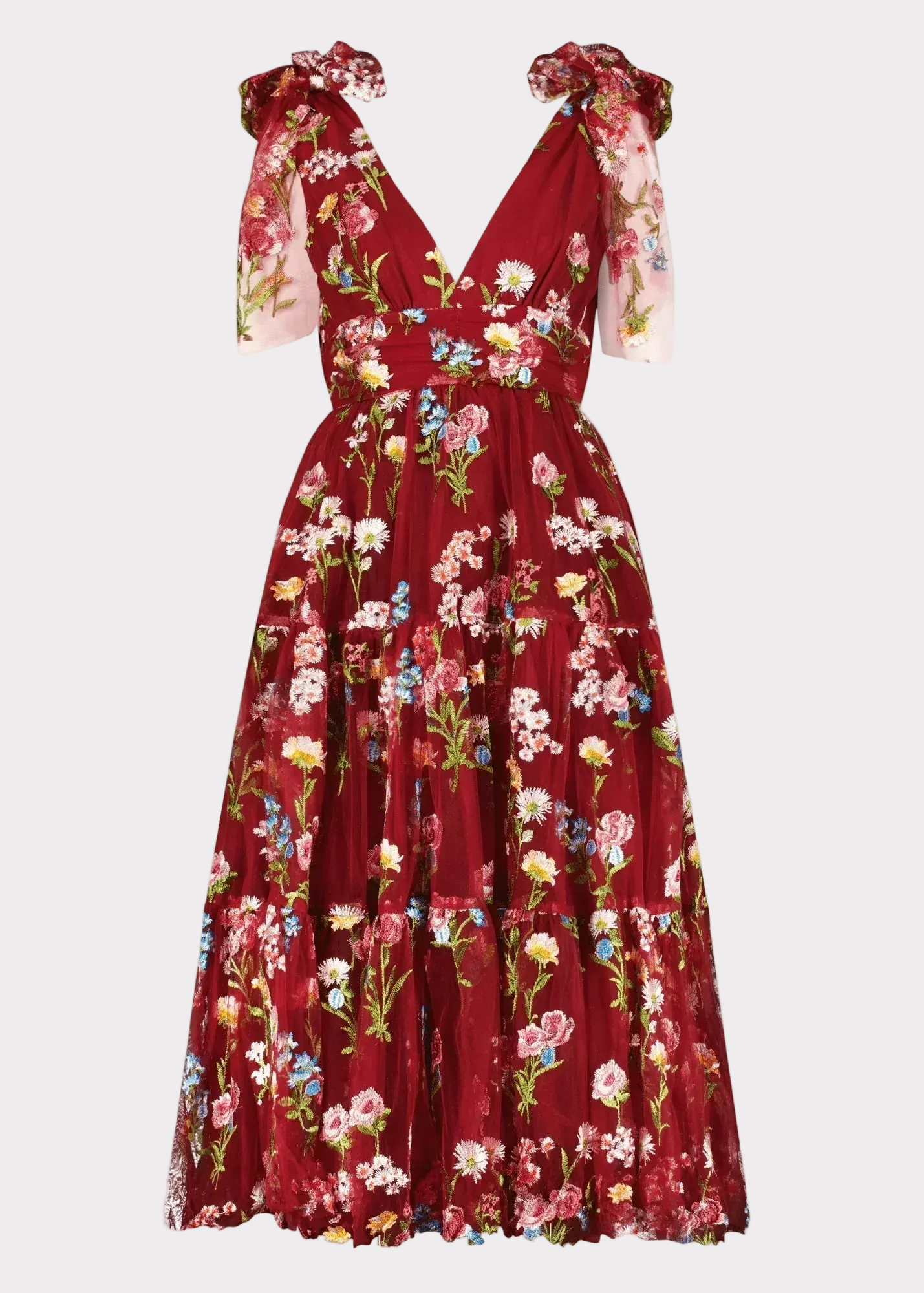 Margaret Floral Midi Dress Red JessaKae