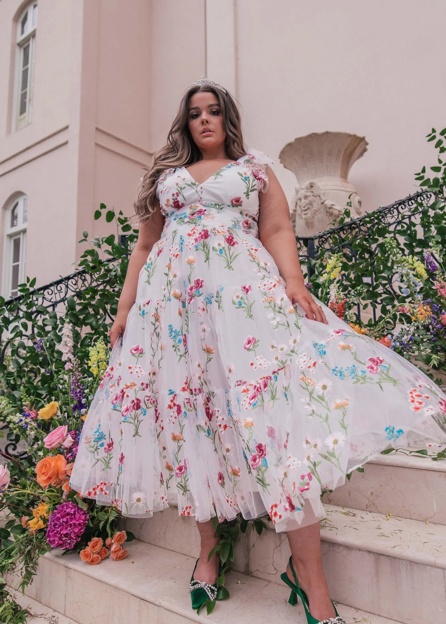 Margaret Floral Midi Dress White JessaKae