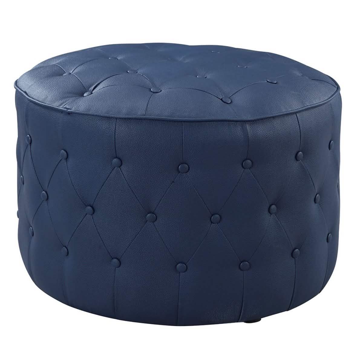 Jimmy Ottoman Button Tufted PU Leather Upholstered Round Pouf DailySale