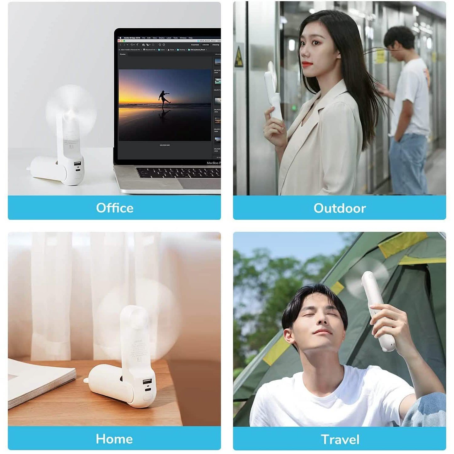 JISULIFE 3-in-1 Portable Small Pocket Fan with Power Bank DailySale