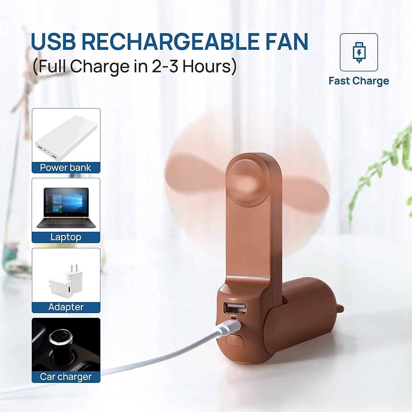 JISULIFE 3-in-1 Portable Small Pocket Fan with Power Bank DailySale