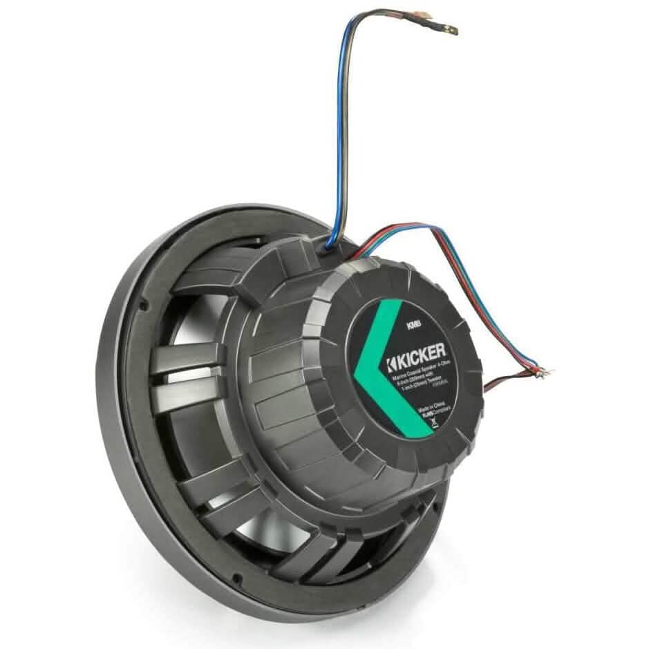 KICKER Pair 45KM84L 8" 600 Watt Marine Boat Waterproof Speakers w/LED's KM8 (Refurbished) DailySale