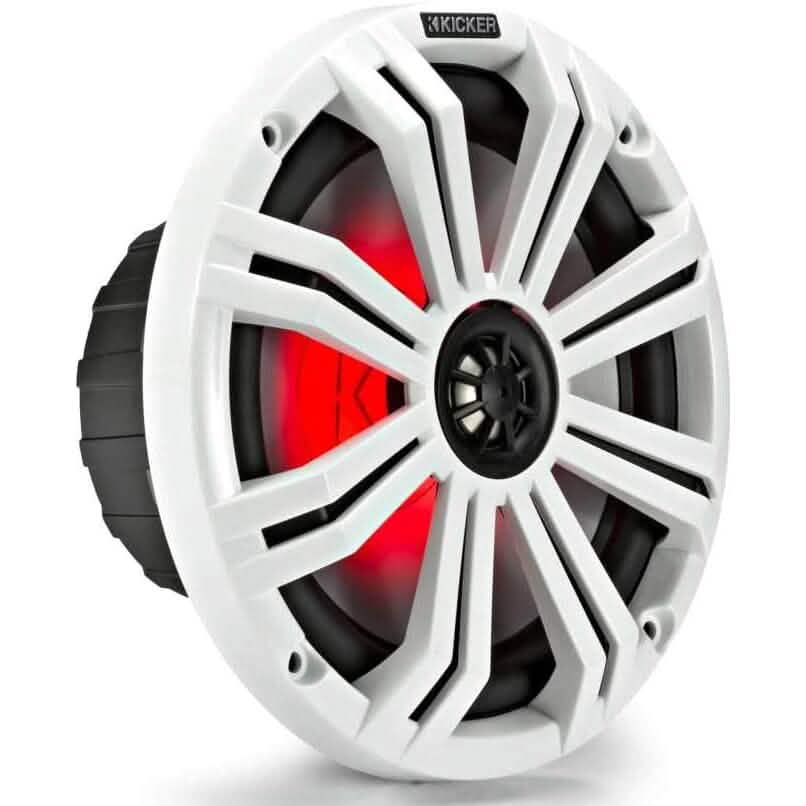 KICKER Pair 45KM84L 8" 600 Watt Marine Boat Waterproof Speakers w/LED's KM8 (Refurbished) DailySale