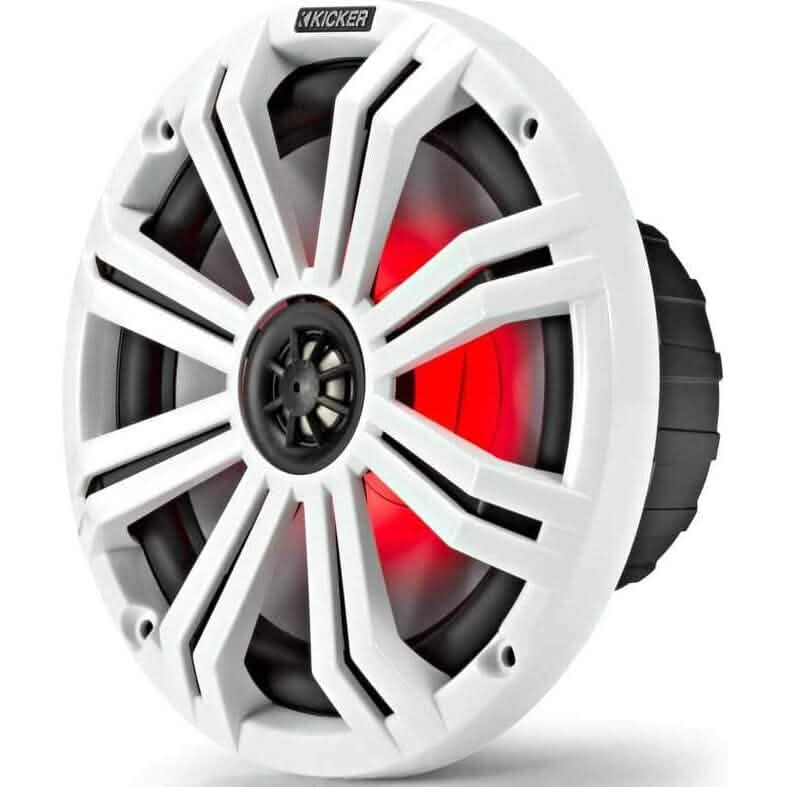 KICKER Pair 45KM84L 8" 600 Watt Marine Boat Waterproof Speakers w/LED's KM8 (Refurbished) DailySale
