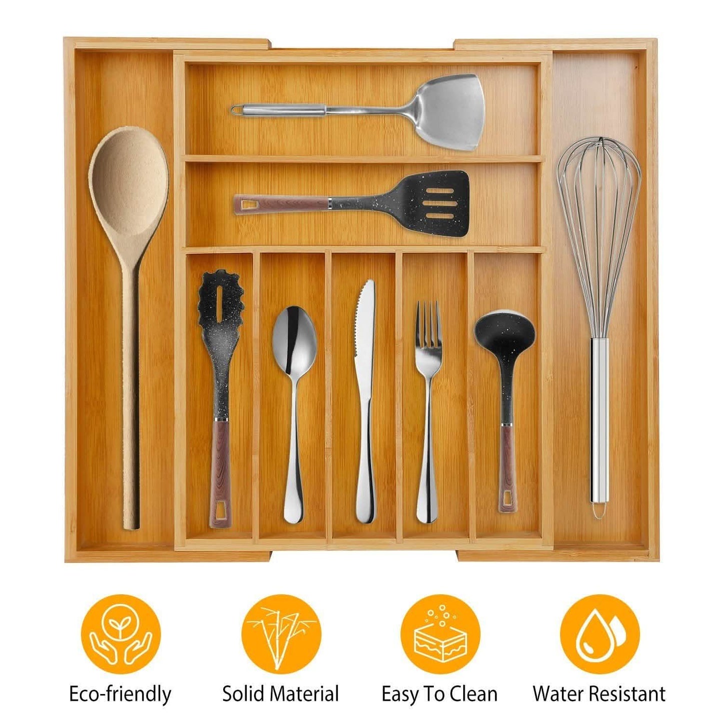 Kitchen Bamboo Expandable Cutlery Utensil Drawer Organizer DailySale