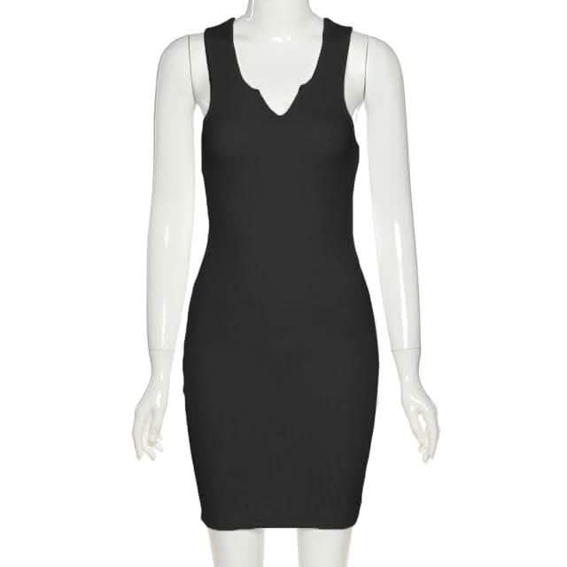 Kliou Cotton Sleeveless V-Neck Ladies Dress DailySale