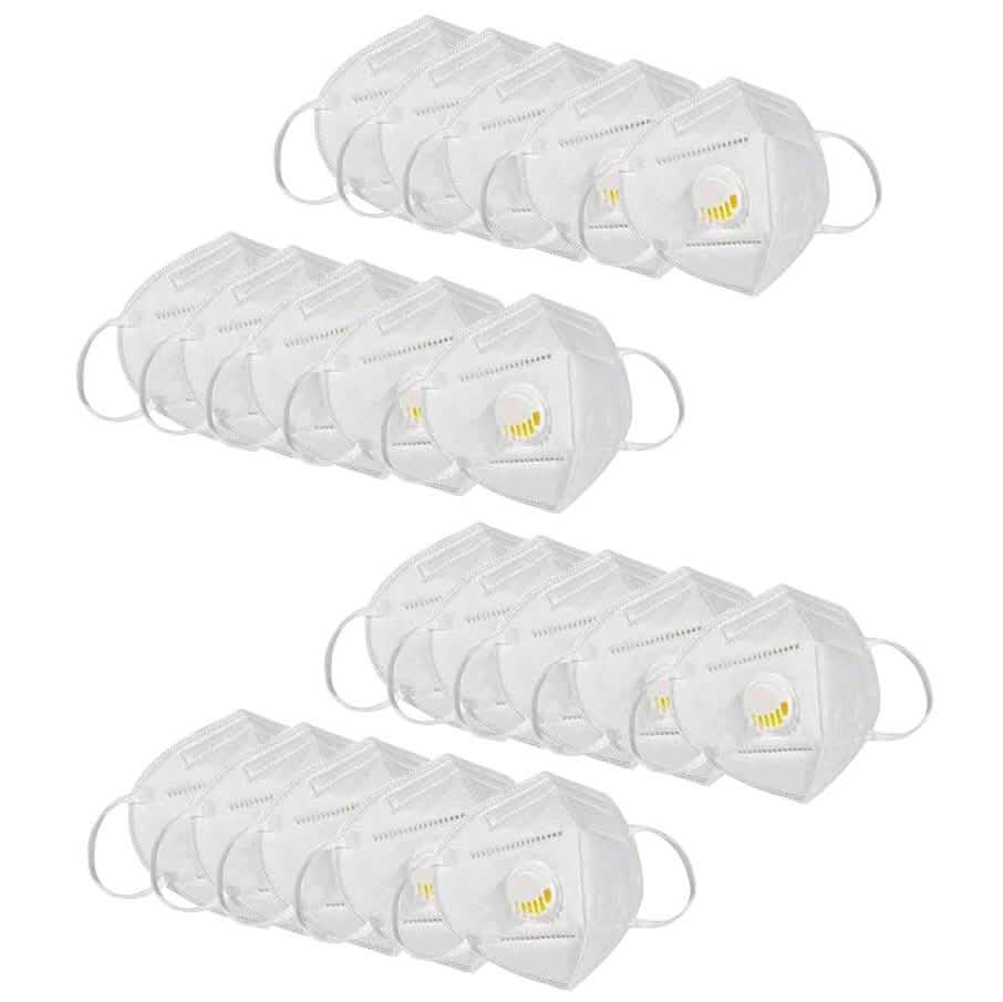 KN95 White Disposable Face Masks with Flow Exhalation Valve DailySale