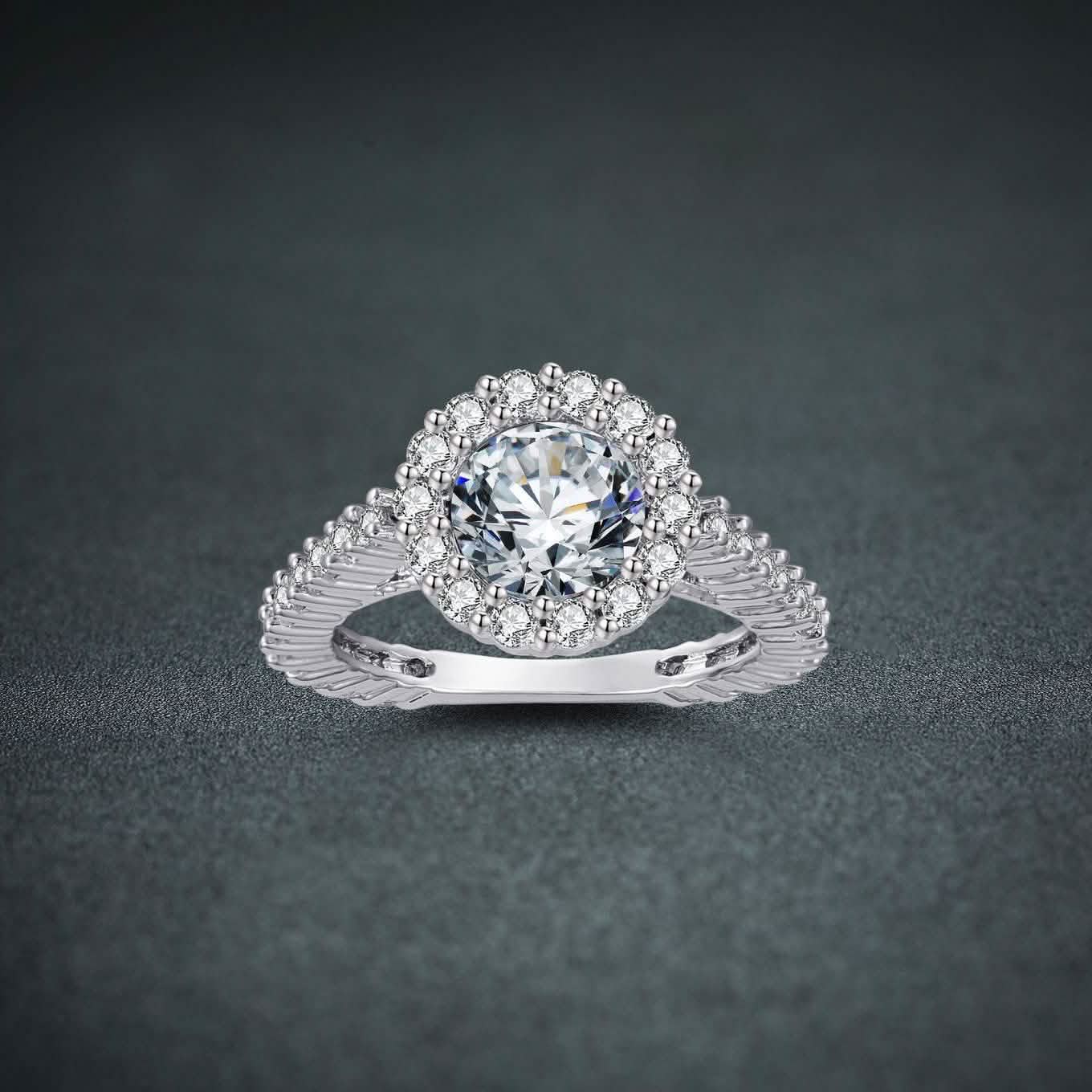 Ladies 18K White Gold Plated Brass Engagement Ring Adorned with Swarovski Crystals DailySale