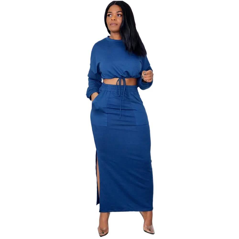 Ladies Crop Top and Split Long Skirt DailySale