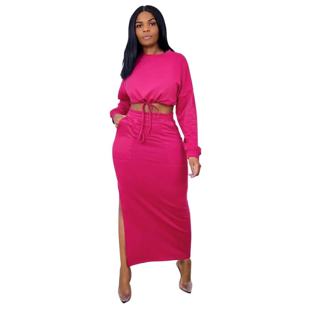 Ladies Crop Top and Split Long Skirt DailySale