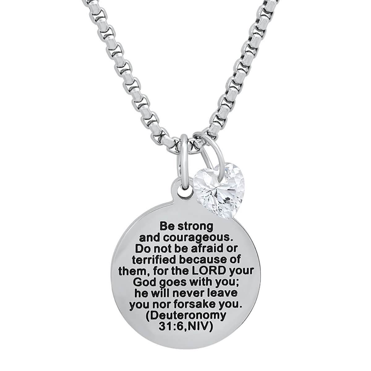 Ladies Stainless Steel Round Pendant Adorned with Heart Shape Swarovski Crystal Charm DailySale