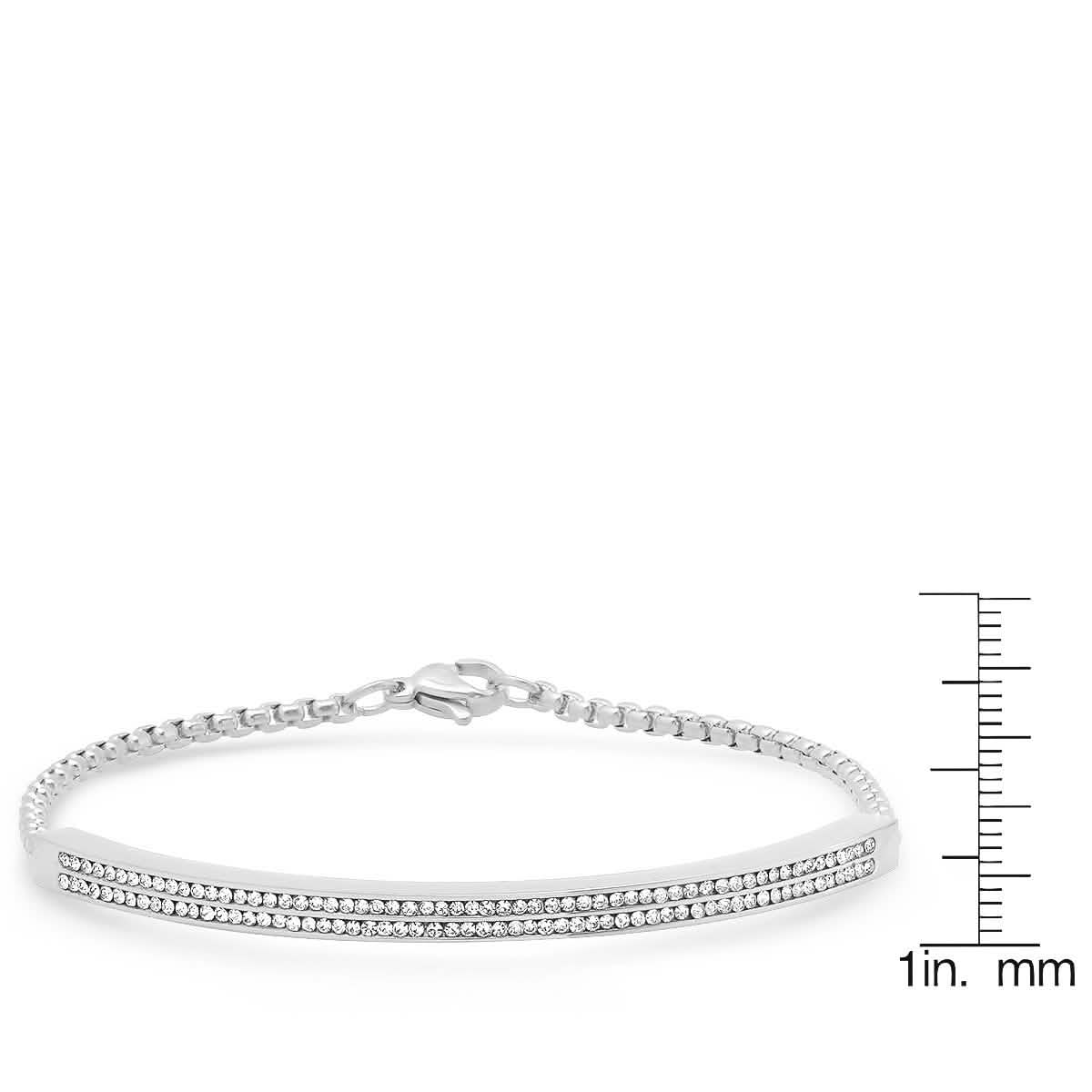 Ladies Stainless Steel Simulated Diamond Channel Setting Bracelet DailySale