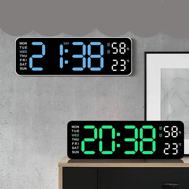 LED Digital Wall Clock with Large Display, Temperature & Humidity, Auto Light Sensor DailySale
