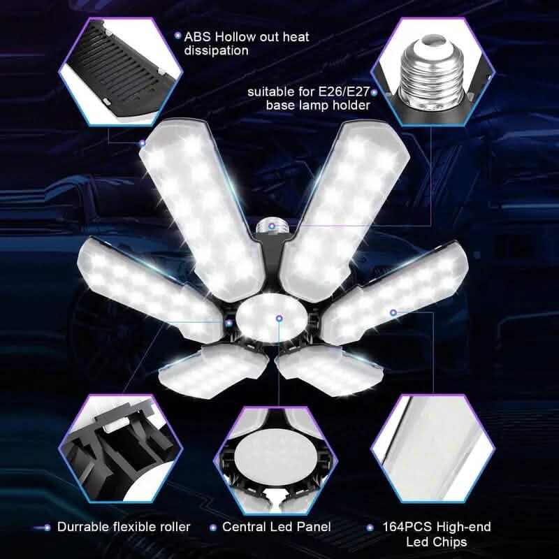 LED Garage Ceiling Lights 150W 15000LM 6500K with 6+1 Deformable Panels DailySale