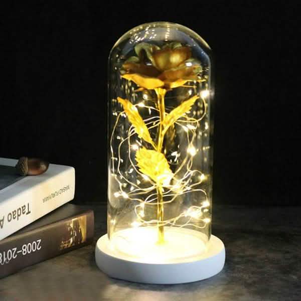 LED Glass Cover Simulation Foil Rose Flower DailySale