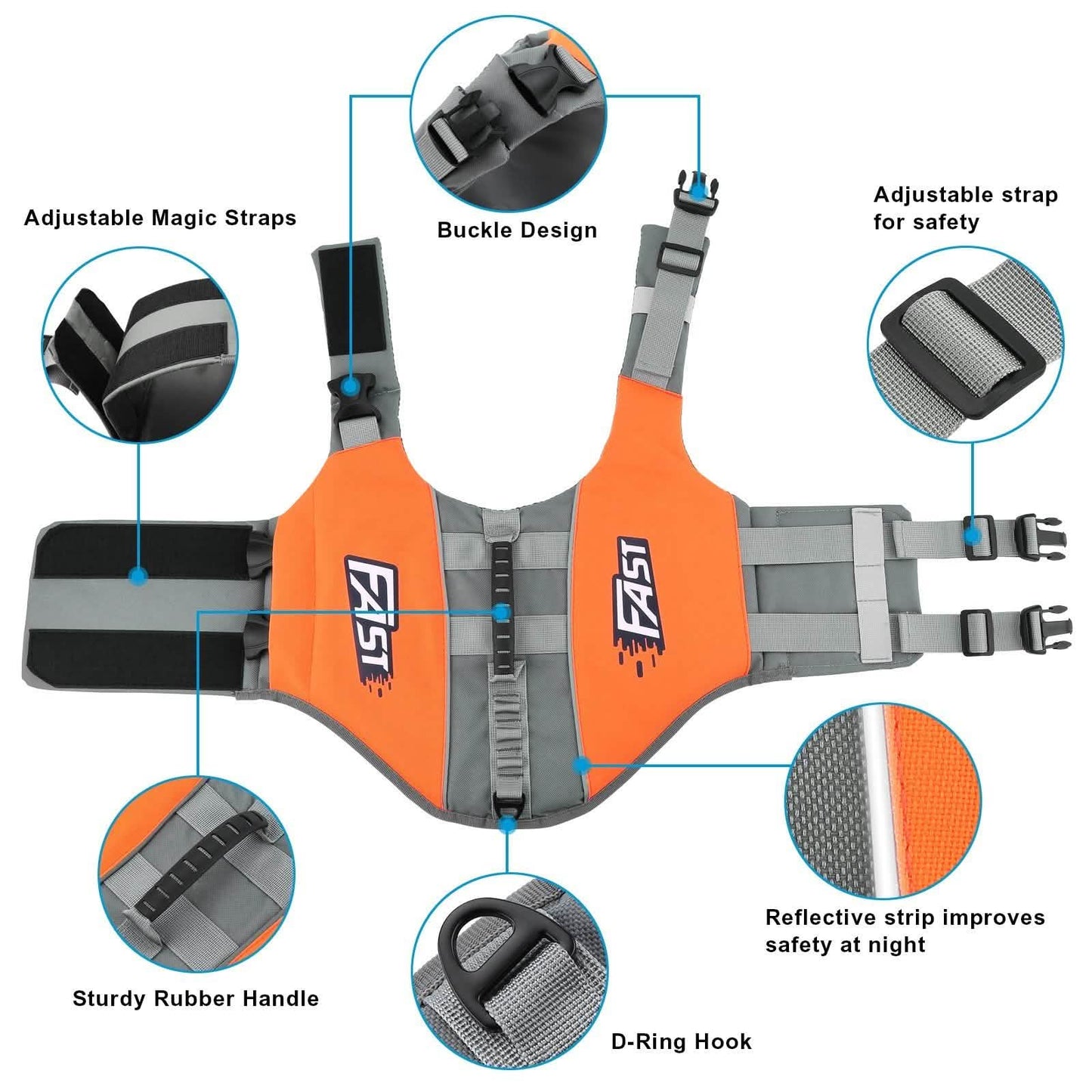 Life Jacket Reflective Safety Vest with Adjustable Buckles & Durable Rescue DailySale