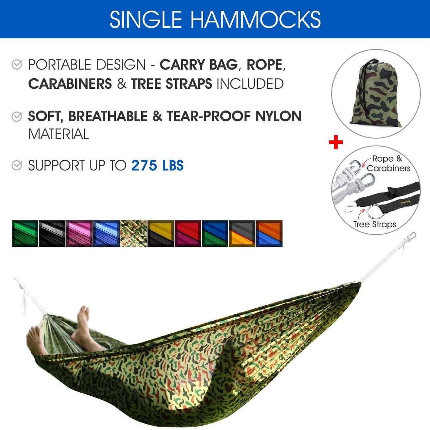 Lightweight Camping Hammock with Strap & Carry Bag DailySale