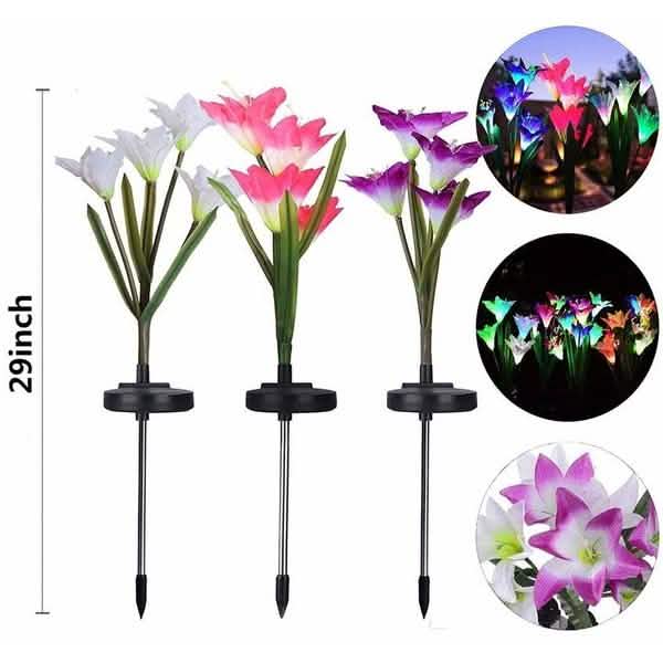 Lily Flower Multi-Color Changing LED Solar Powered Lights DailySale