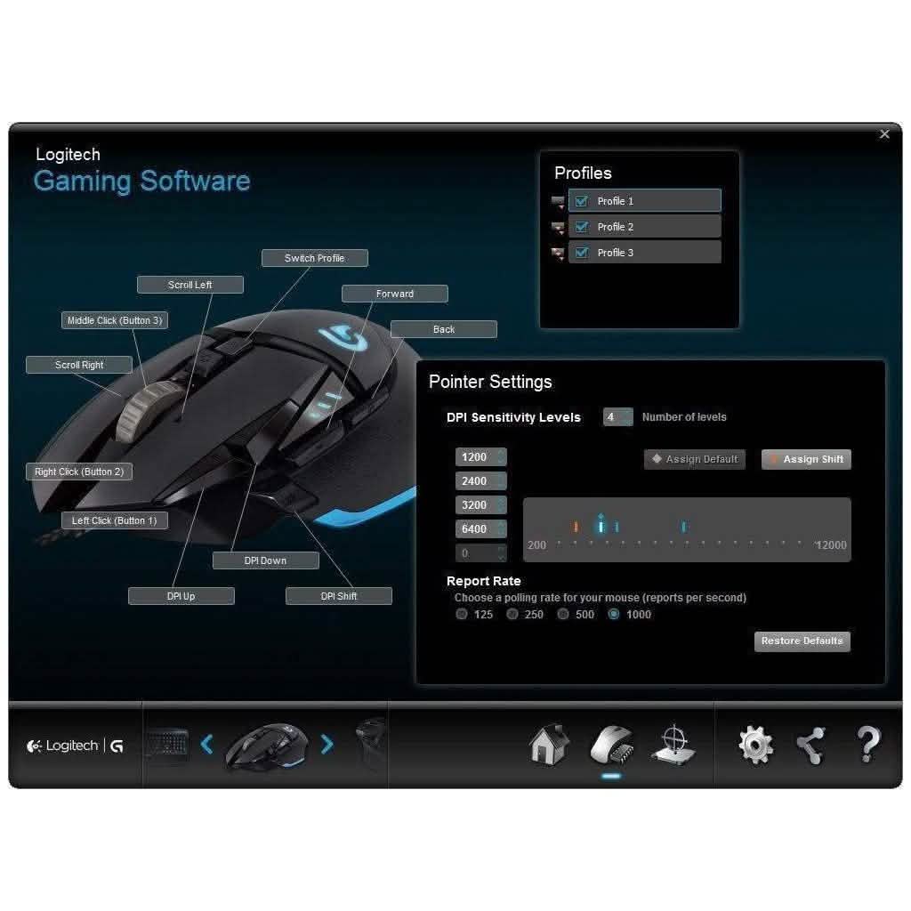 Logitech G502 Proteus Core Tunable Gaming Mouse (Refurbished) DailySale