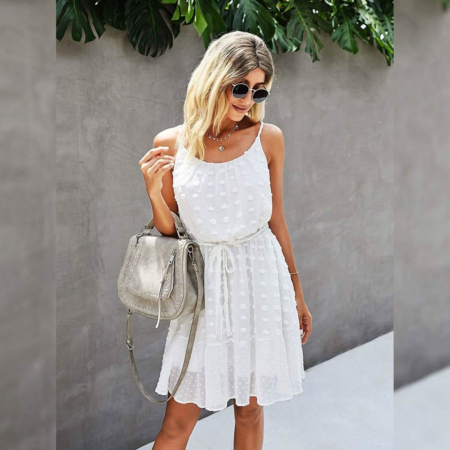 Lovinchic Women's Spaghetti Strap Tied Waist Floral Mini Dress Summer Casual Flowy Dress DailySale