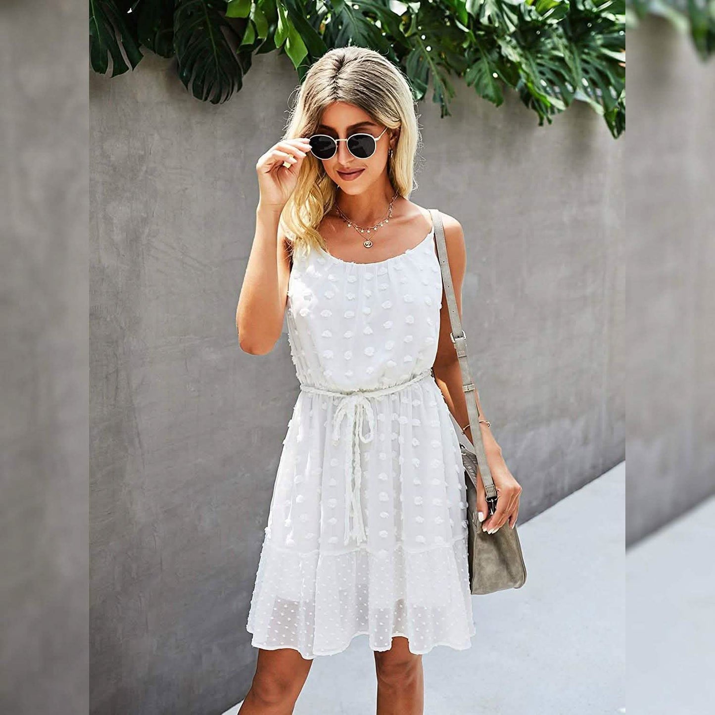 Lovinchic Women's Spaghetti Strap Tied Waist Floral Mini Dress Summer Casual Flowy Dress DailySale