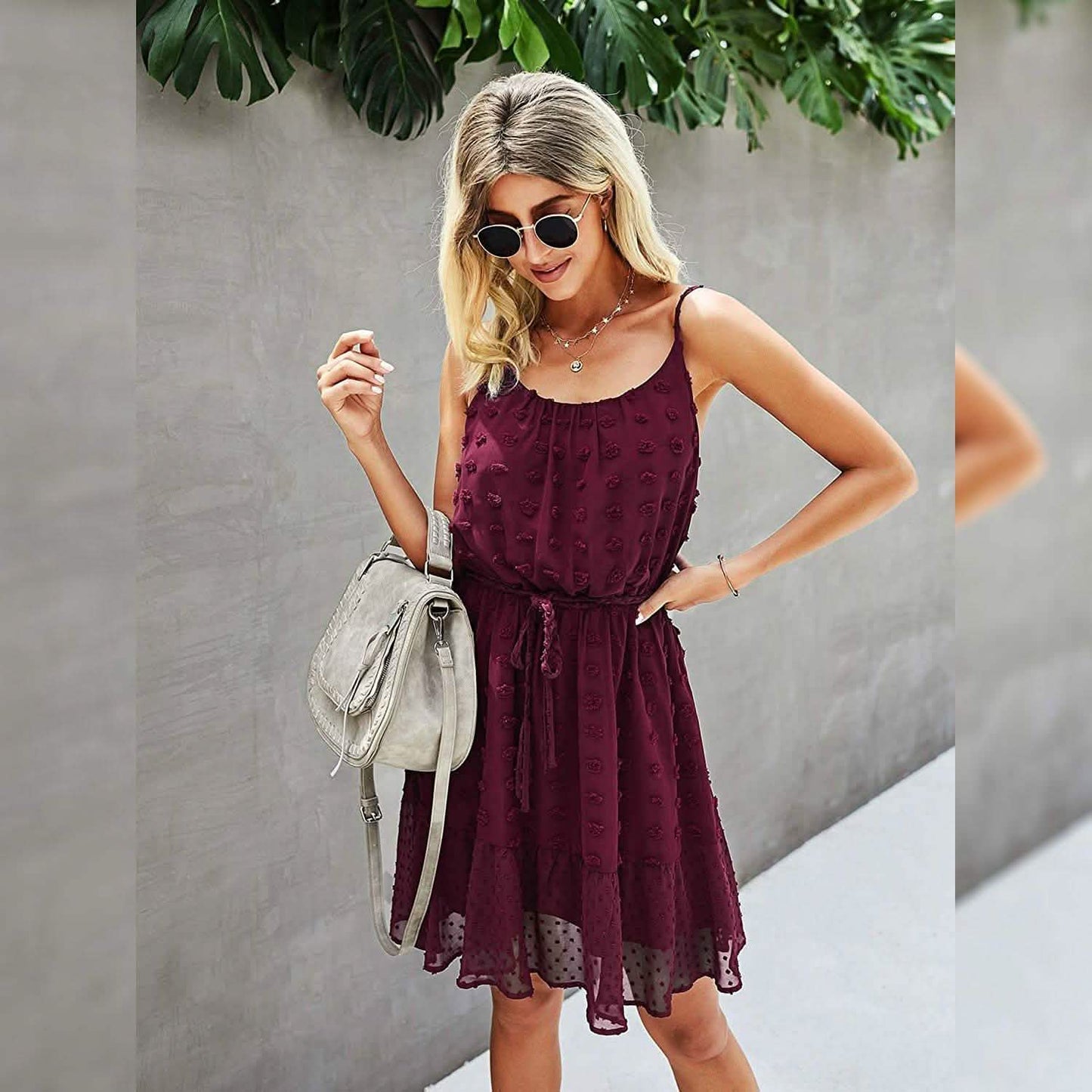 Lovinchic Women's Spaghetti Strap Tied Waist Floral Mini Dress Summer Casual Flowy Dress DailySale