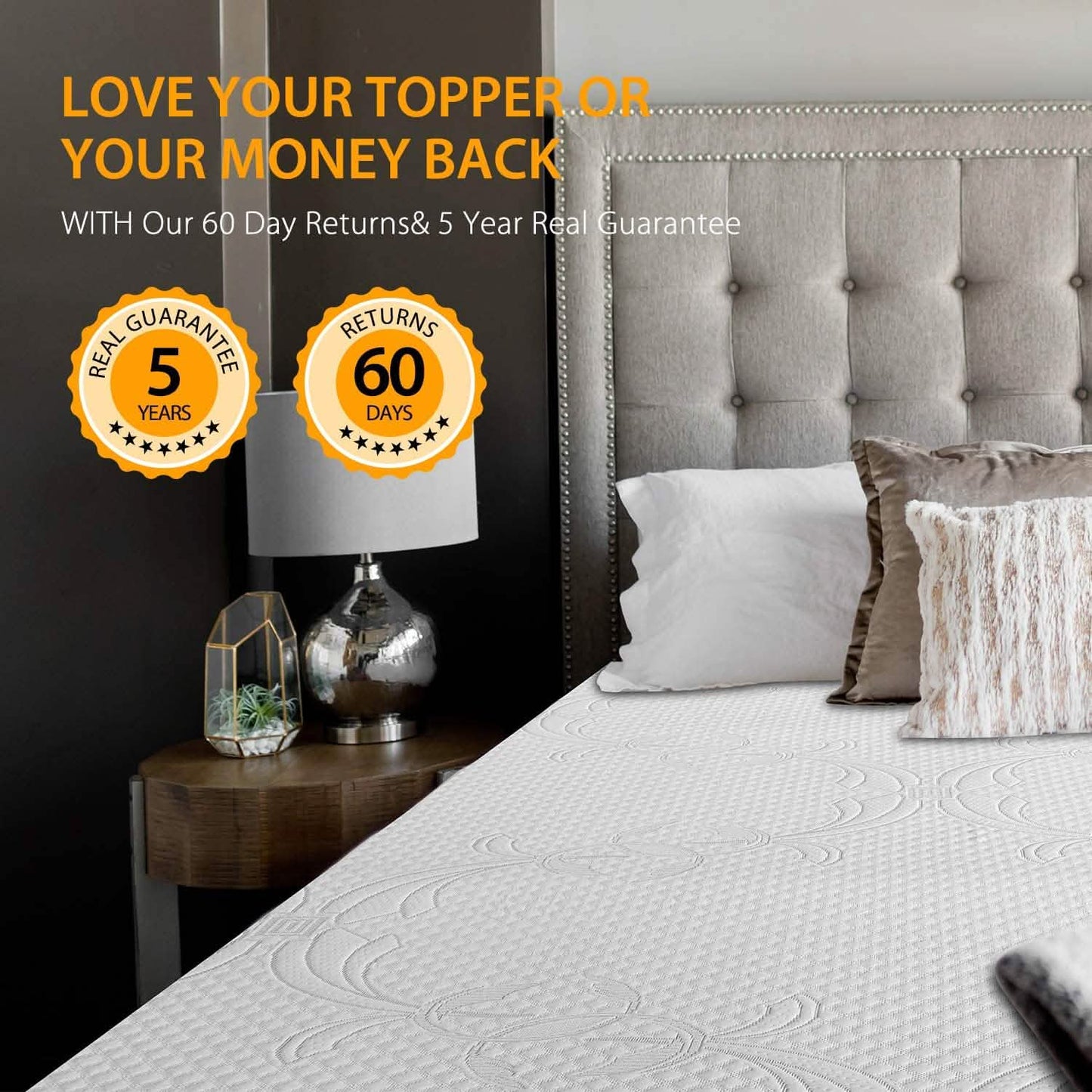 LSOFT Mattress Pad Gel Infused Memory Foam Mattress Topper 4 Corner Elastic Anchor Band Washable Bed Cover DailySale