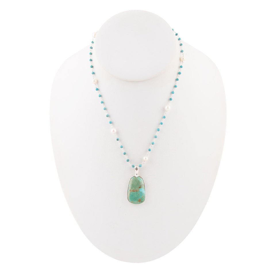 Madeleine Blue Turquoise and Sterling Silver Drop Pendant Necklace Barse Jewelry