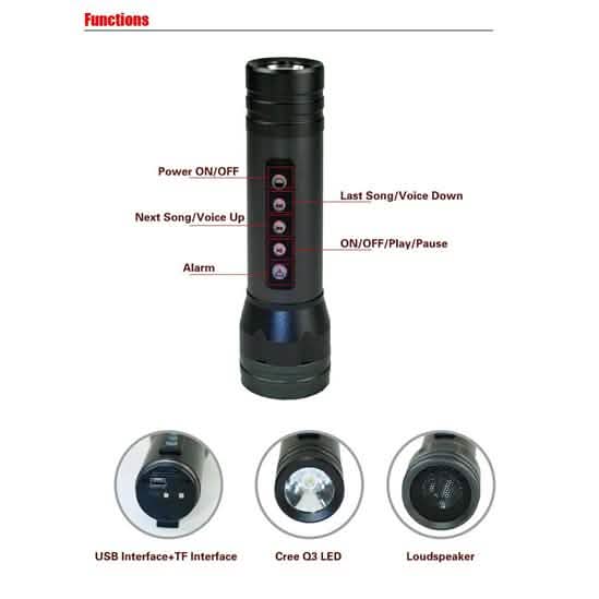 Magic Music Torch Bicycle LED Flashlight With Alarm DailySale