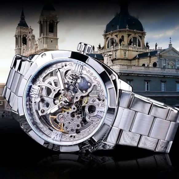 Men Luxury Skeleton Automatic Winding Mechanical Watch DailySale
