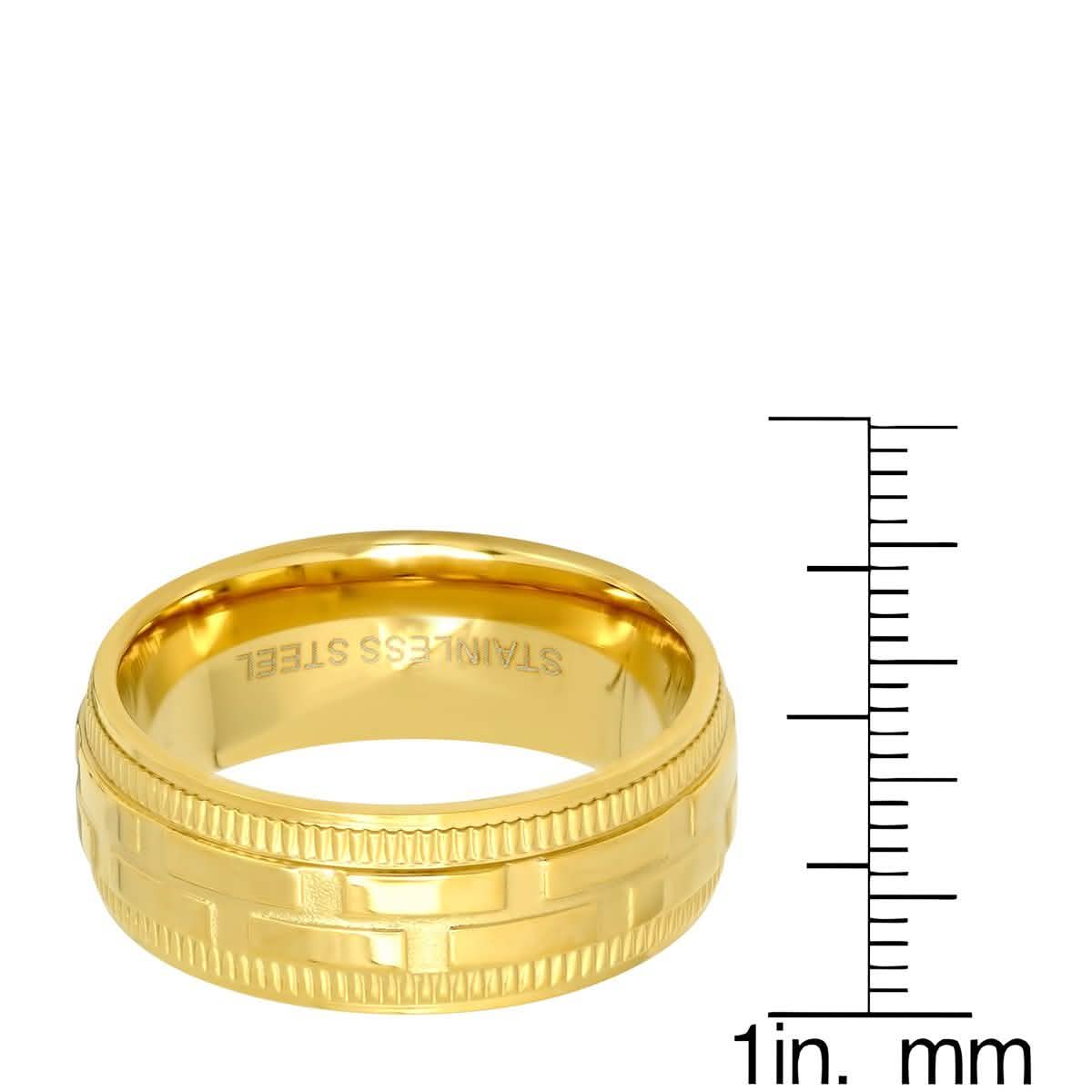 Men's 18K Gold Plated Stainless Steel Brick Pattern Ring DailySale