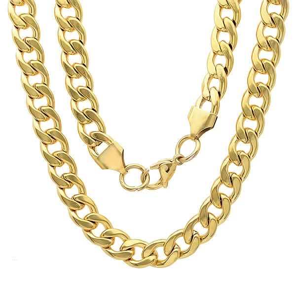 Men's 18k Gold Plated Stainless Steel Cuban Link Chain Bracelet and Necklace Set DailySale