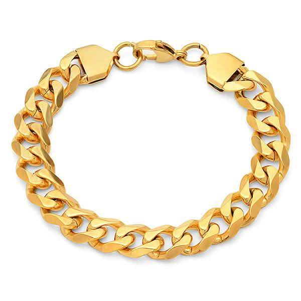 Men's 18k Gold Plated Stainless Steel Cuban Link Chain Bracelet/Necklace Set DailySale