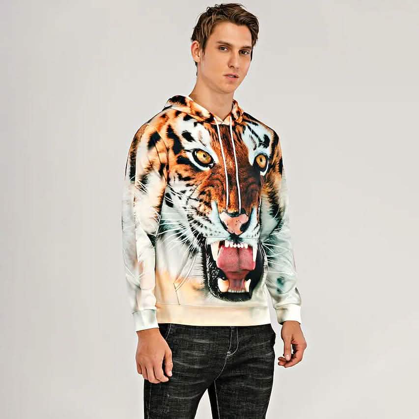 Men's Animal Patterned 3D Tiger Hoodie DailySale