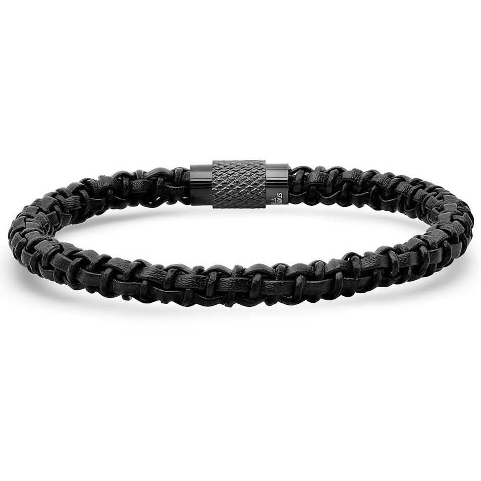 Men's Black Braided Leather Bracelet with Black IP Stainless Steel Accented Magnetic Clasp DailySale