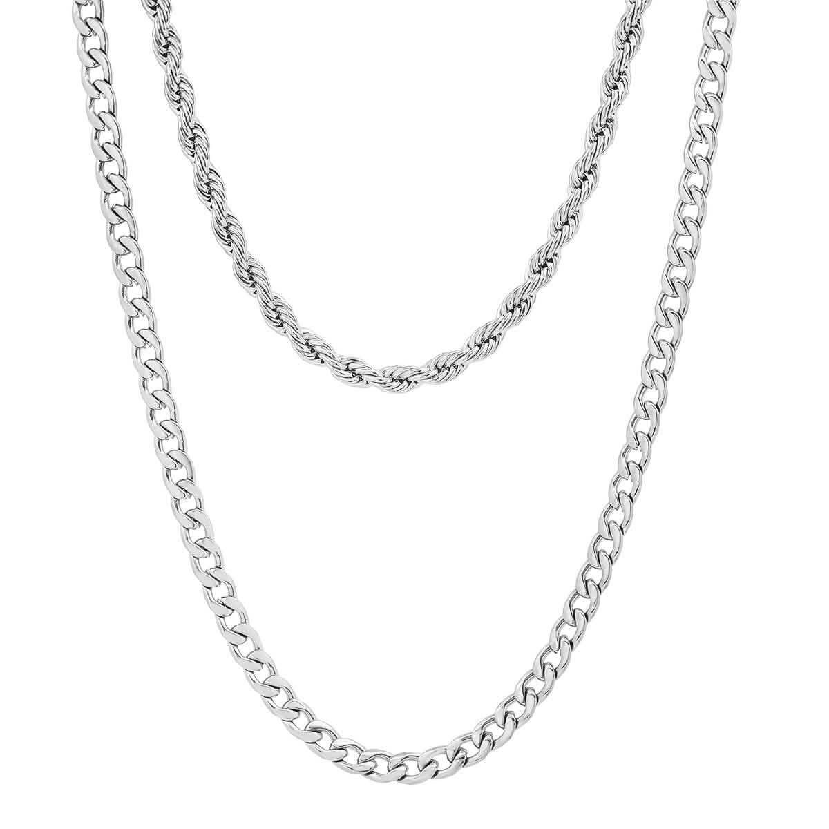 Men's Cuban and Rope Chain Double Row Necklace DailySale