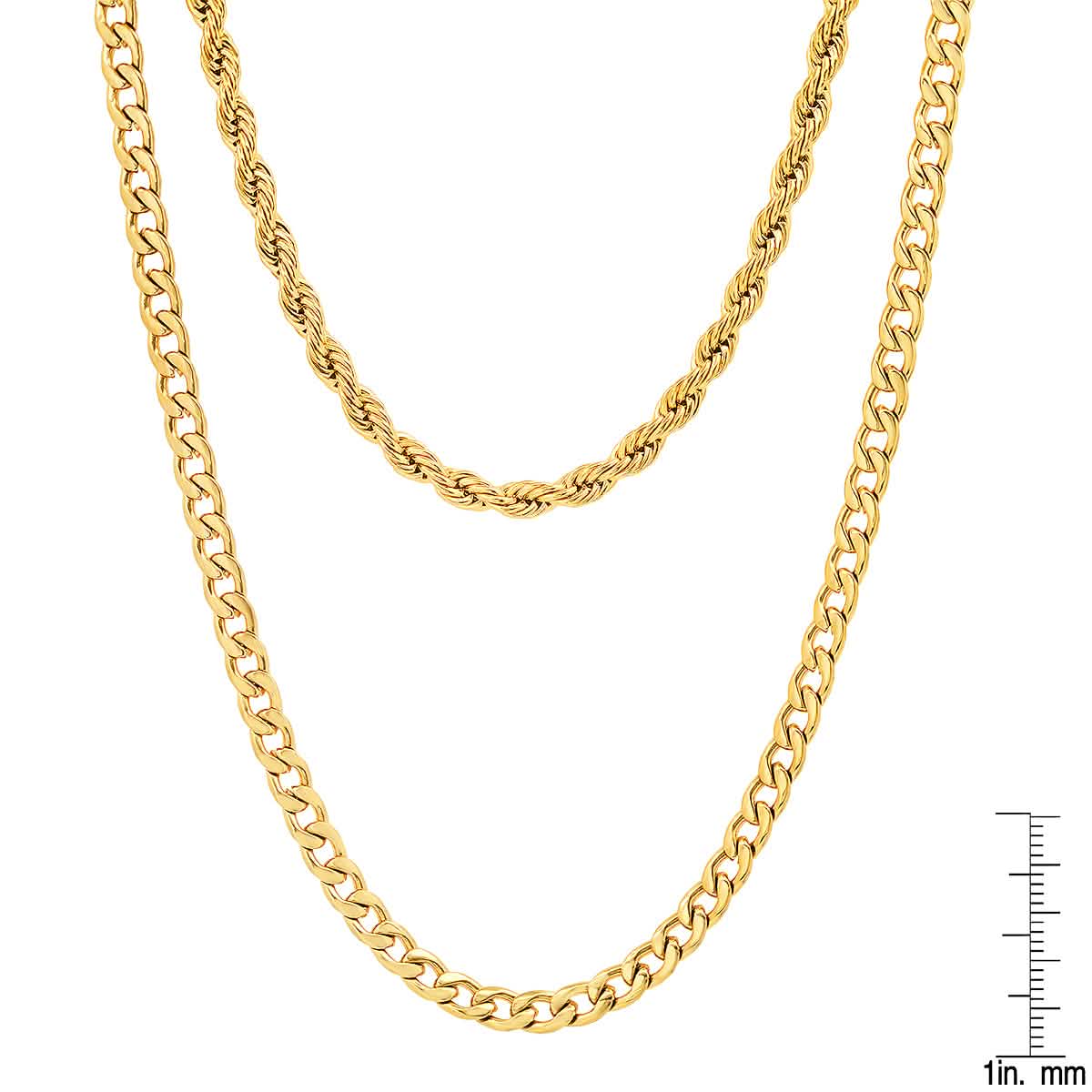Men's Cuban and Rope Chain Double Row Necklace DailySale