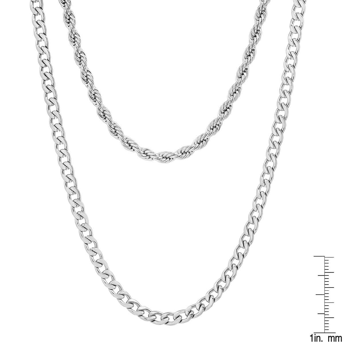 Men's Cuban and Rope Chain Double Row Necklace DailySale
