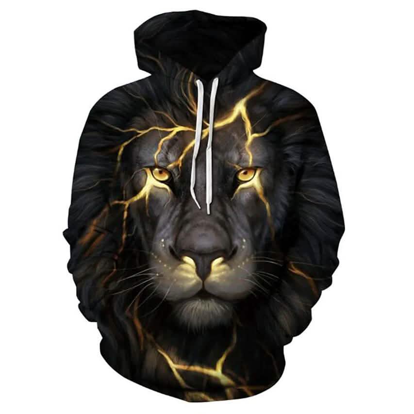 Men's Plus Size 3D Lion Animal Print Hoodie Sweatshirt DailySale