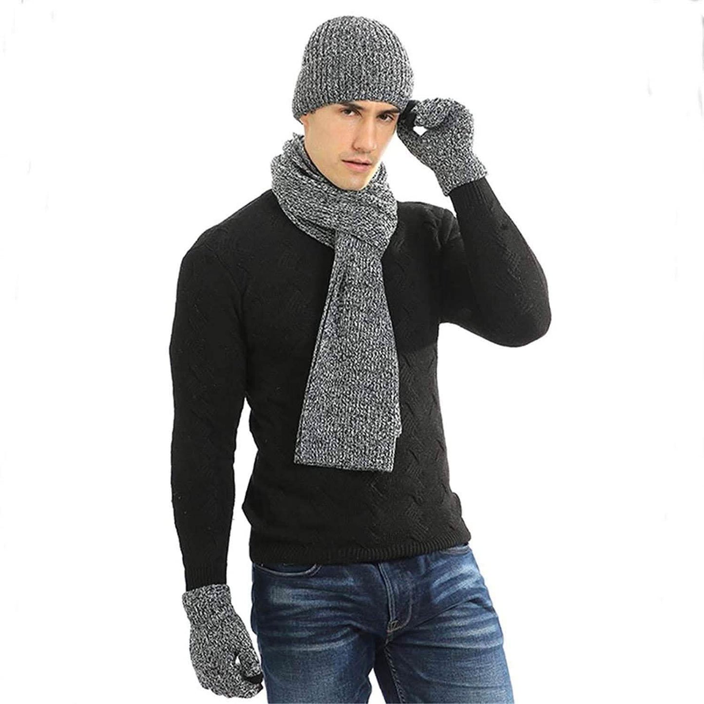 Men's Scaves and Beanie Hat Themal Gloves Set DailySale