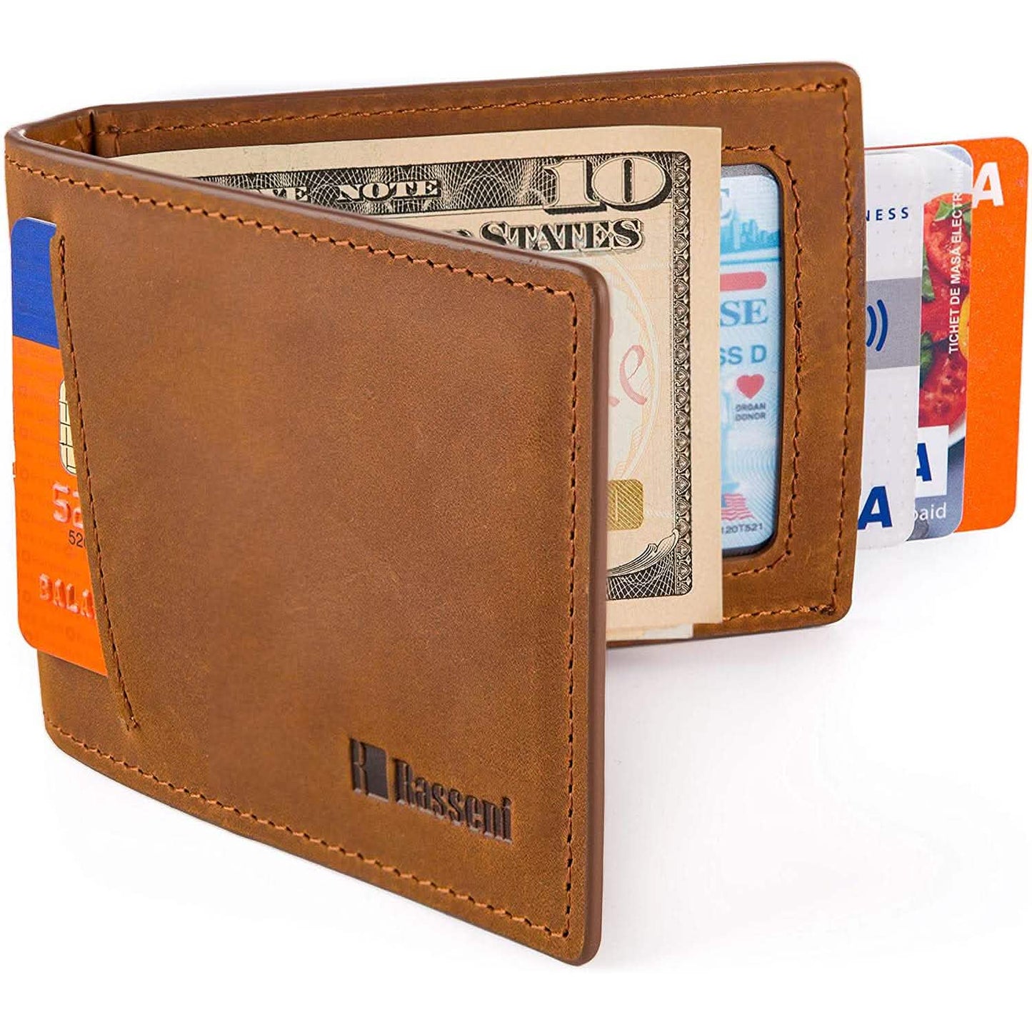 Men's Slim Leather Wallet with Money Clip Bifold Minimalist RFID Blocking Card DailySale