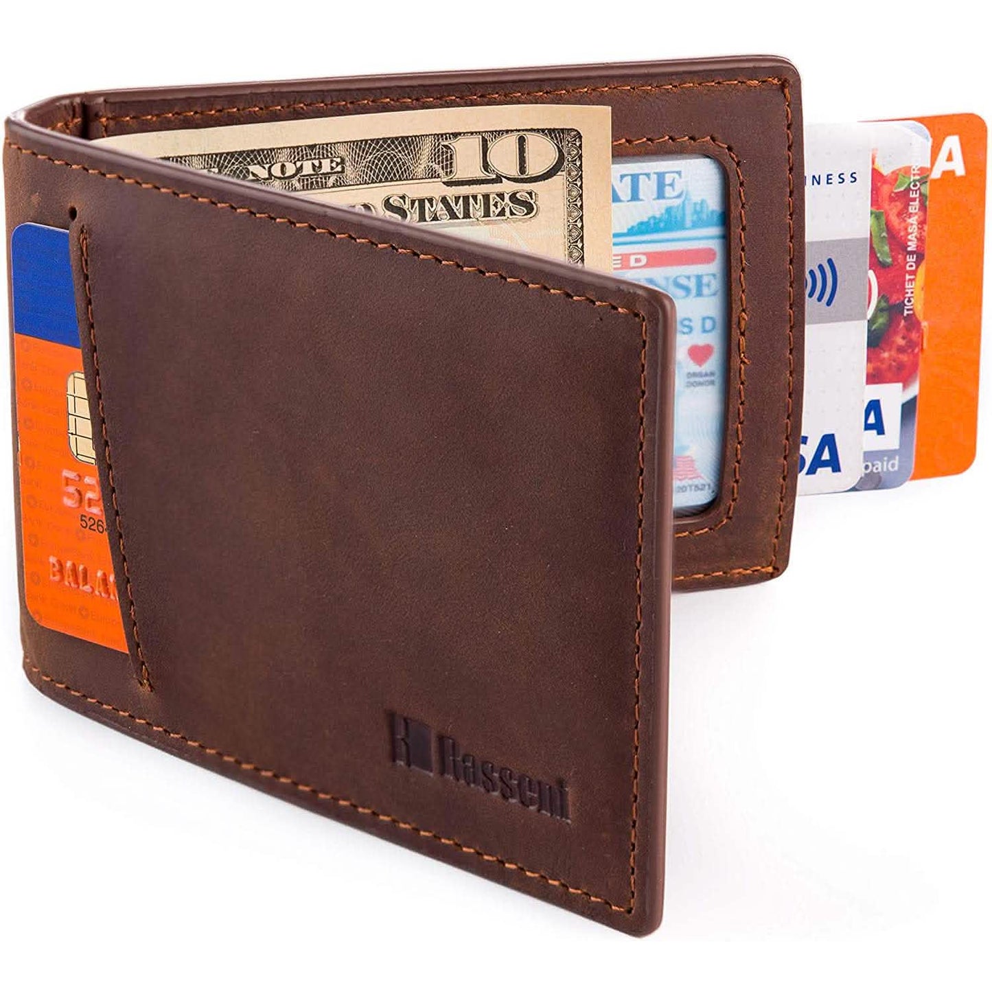 Men's Slim Leather Wallet with Money Clip Bifold Minimalist RFID Blocking Card DailySale