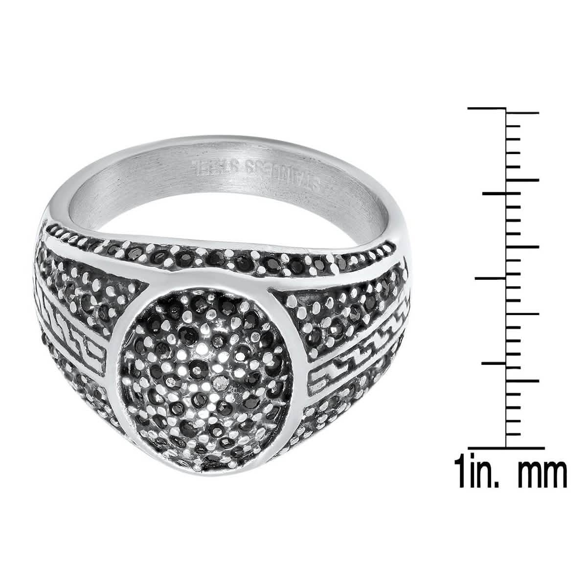 Men's Stainless Steel Black IP and Gray CZ Ring DailySale