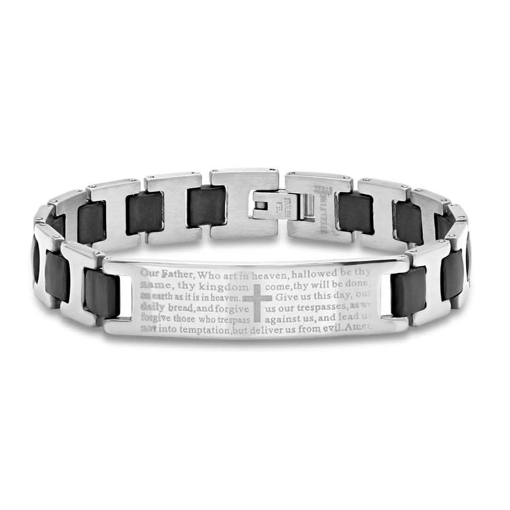 Men's Stainless Steel Our Father Prayer Link Bracelet DailySale