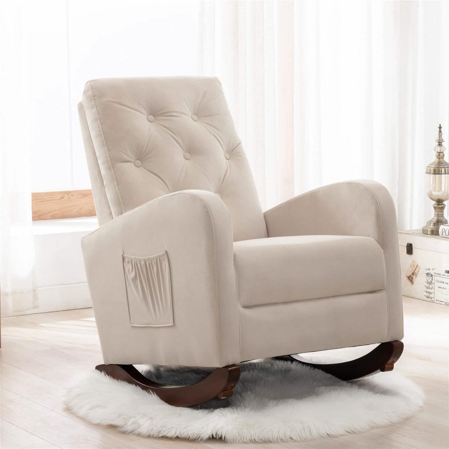 Mid-Century Modern Nursery Rocking Chair Armchair DailySale