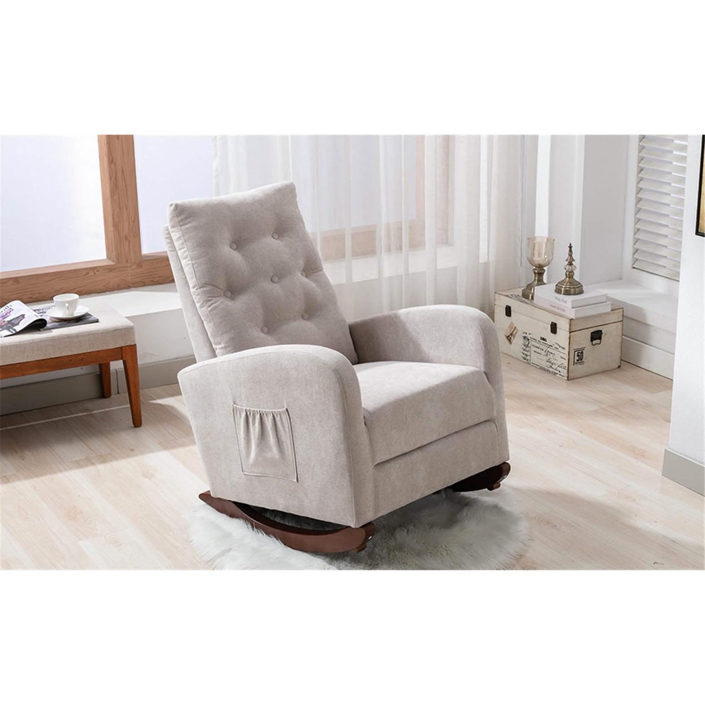 Mid-Century Modern Nursery Rocking Chair Armchair DailySale