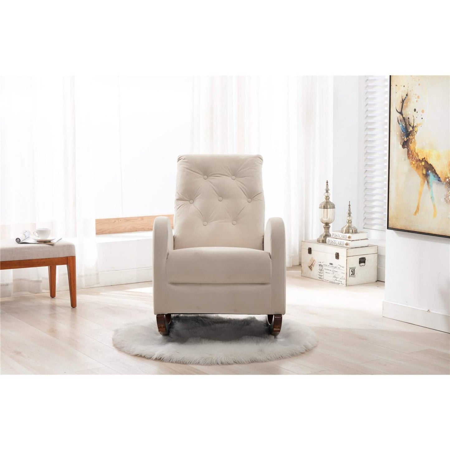 Mid-Century Modern Nursery Rocking Chair Armchair DailySale