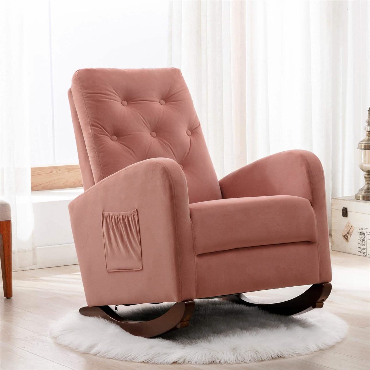 Mid-Century Modern Nursery Rocking Chair Armchair DailySale